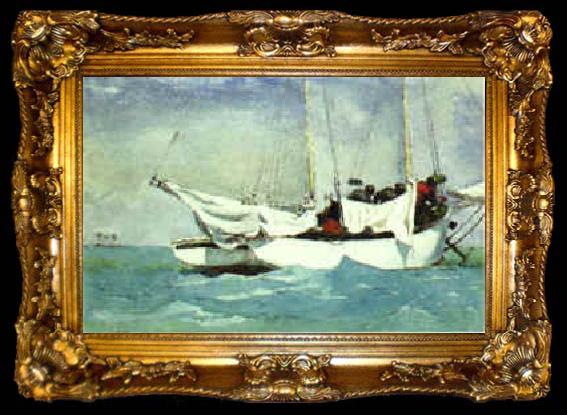 framed  Winslow Homer Key West, Hauling Anchor, ta009-2